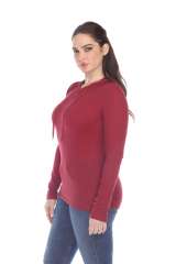 6101 Junior's Long Sleeve Waffle Thermal Hoodie
