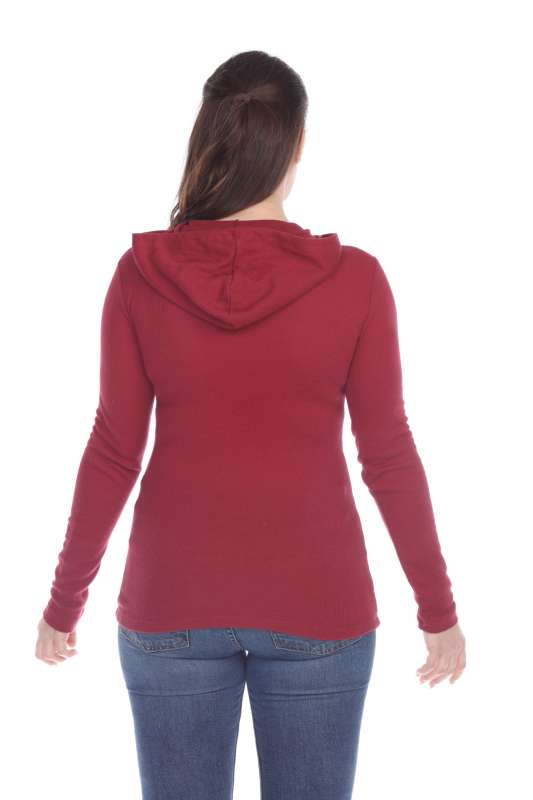 6101 Junior's Long Sleeve Waffle Thermal Hoodie