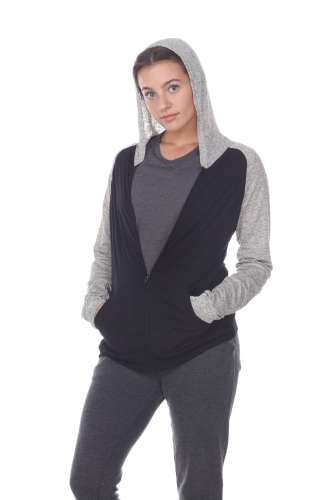 6153C Juniors 2-Tone Zip Front Pocket Hooded Jacket