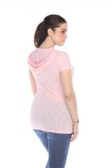 6051 Junior's Short Sleeve Cotton Slub Henley Hoodie
