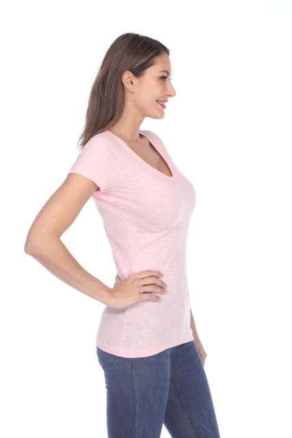 6053 Juniors Cap Sleeve Cotton Slub Tee