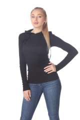 6101 Junior's Long Sleeve Waffle Thermal Hoodie