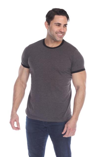 3602 Men's Short Sleeve CVC Blended Crew Neck Ringer Tee