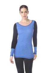 3101 Junior's Cotton Poly Blend Body with Black Thermal Long Sleeve Tee
