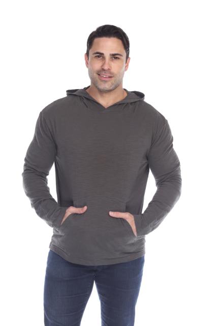 8705 Men's Long Sleeve Hooded Cotton Slub Pullover