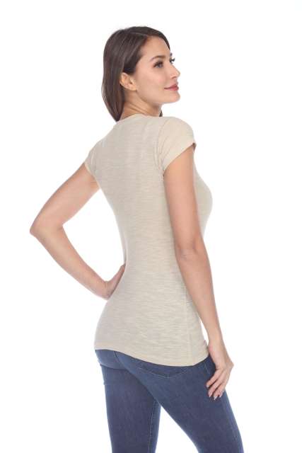 6050 Juniors Cap Sleeve Cotton Slub Tee