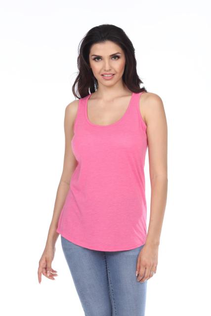 7307 Ladies Tri Blend Scoop Curve Hem Tank