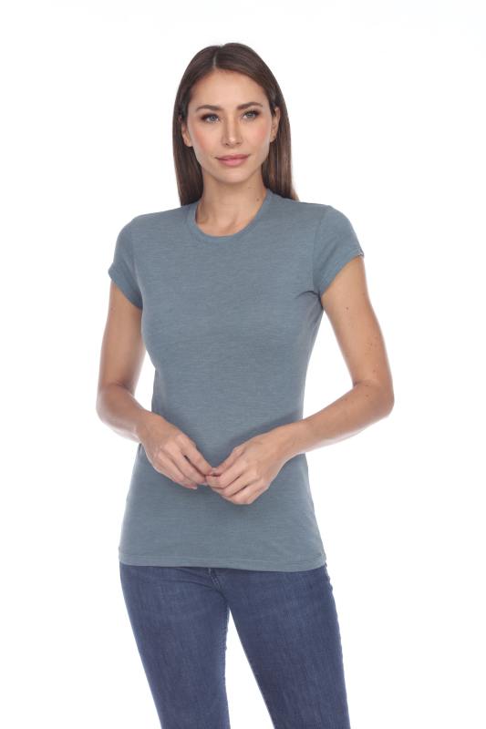 3000 Junior's Cap Sleeve CVC Blended Crew Neck Tee