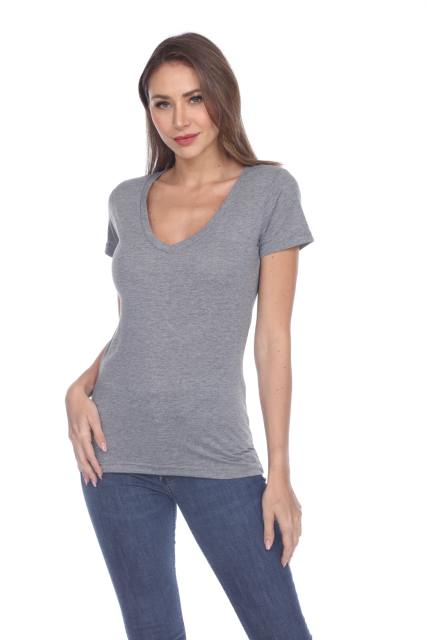 3203 Junior's Tri Blend Short Sleeve Deep V-Neck Tee