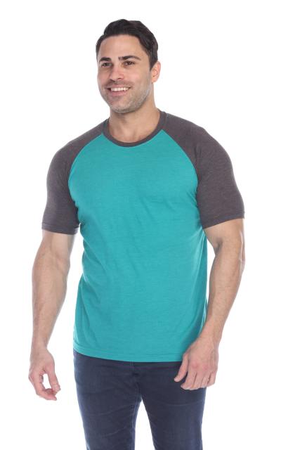 3601 Men's Short Sleeve CVC Blended Crew Neck Raglan