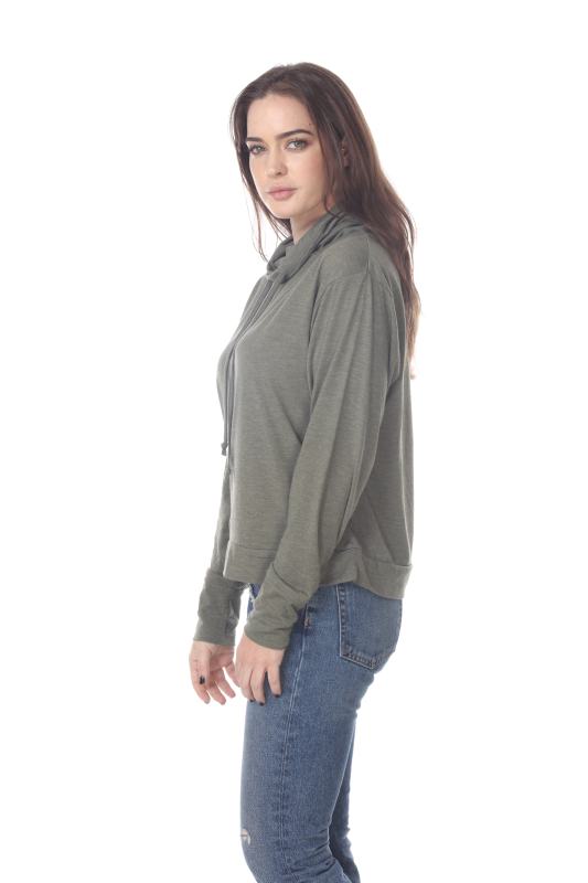 3217 Junior's Relaxed Mock Neck Long Sleeve Pullover