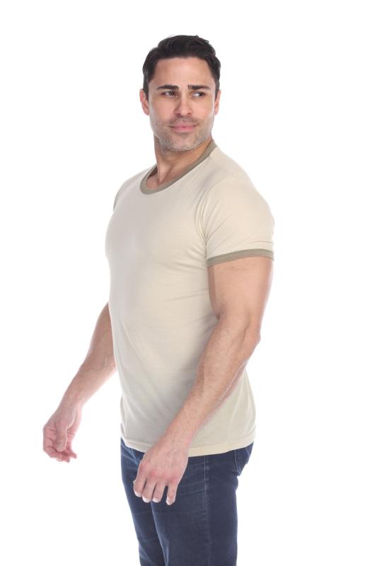 3602 Men's Short Sleeve CVC Blended Crew Neck Ringer Tee