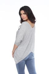 7303 Ladies V-Neck Dolman with Sharkbite Hem