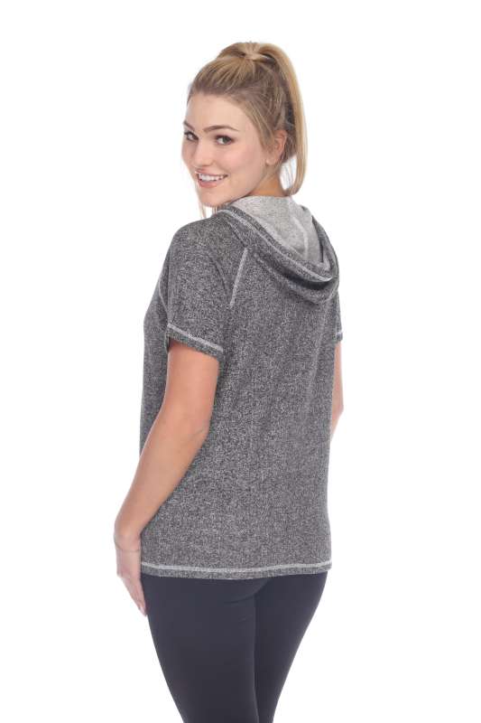 8901 Junior's French Terry Short Sleeve Zip Hoodie
