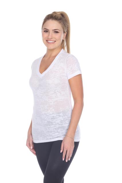3503 Junior's Burnout V Neck Tee