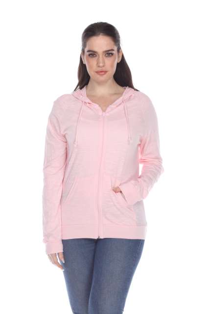 6152 Junior's Long Sleeve Cotton Slub Zip-Up Hoodie