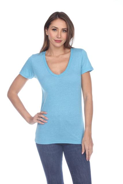 3203 Junior's Tri Blend Short Sleeve Deep V-Neck Tee