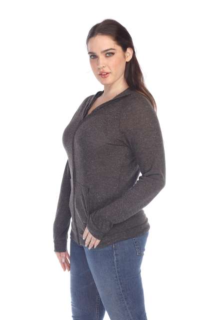 6153 Juniors Poly Linen Zip Hoodie