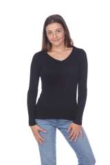 1103 Junior's Long Sleeve Tear Drop V-Neck Tee