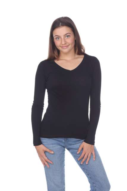 1103 Junior's Long Sleeve Tear Drop V-Neck Tee