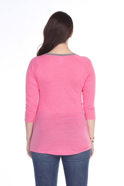 3204 Junior's Tri Blend Split V-Neck 3/4 Sleeve Raglan