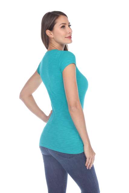 6050 Juniors Cap Sleeve Cotton Slub Tee