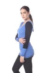 3101 Junior's Cotton Poly Blend Body with Black Thermal Long Sleeve Tee