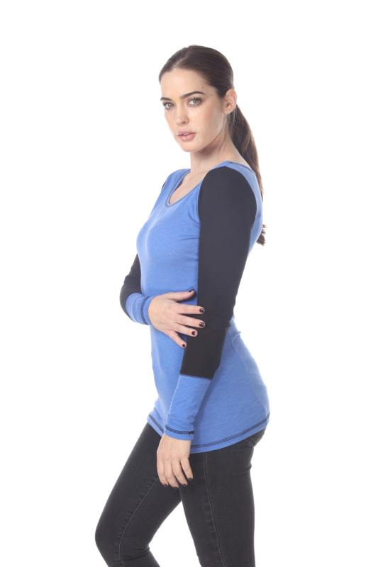 3101 Junior's Cotton Poly Blend Body with Black Thermal Long Sleeve Tee