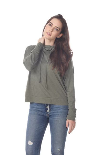3217 Junior's Relaxed Mock Neck Long Sleeve Pullover