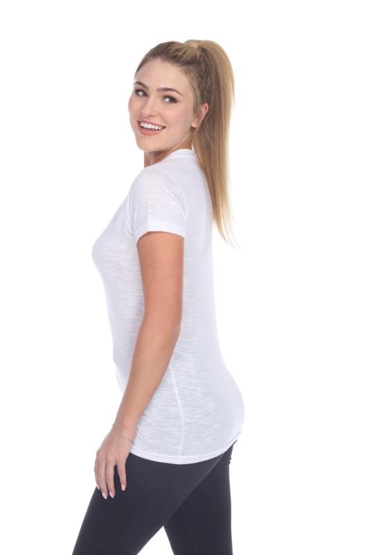 3400 Junior's Poly Rayon Slub Crewneck Tee