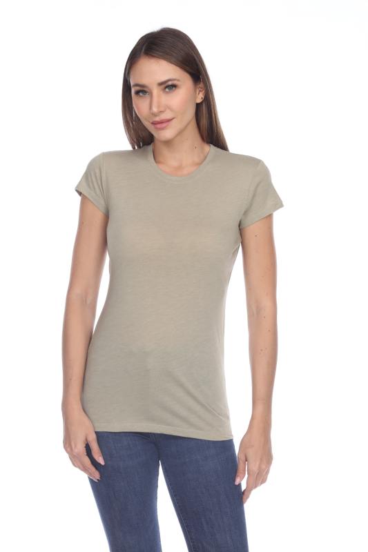 3000 Junior's Cap Sleeve CVC Blended Crew Neck Tee