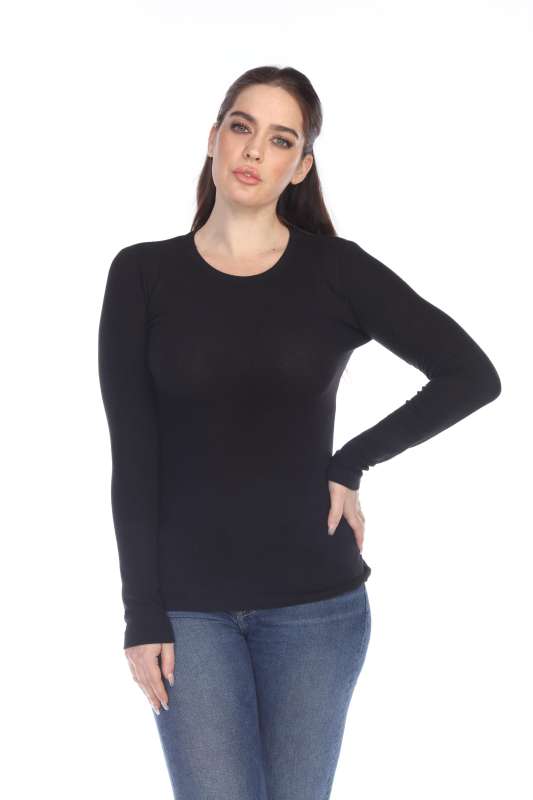 6100 Junior's Long Sleeve Thermal Crew Neck Tee