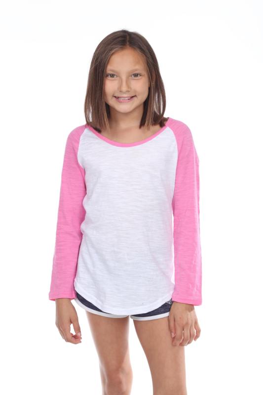6054G GIRLS COTTON SLUB LONG SLEEVE RAGLAN