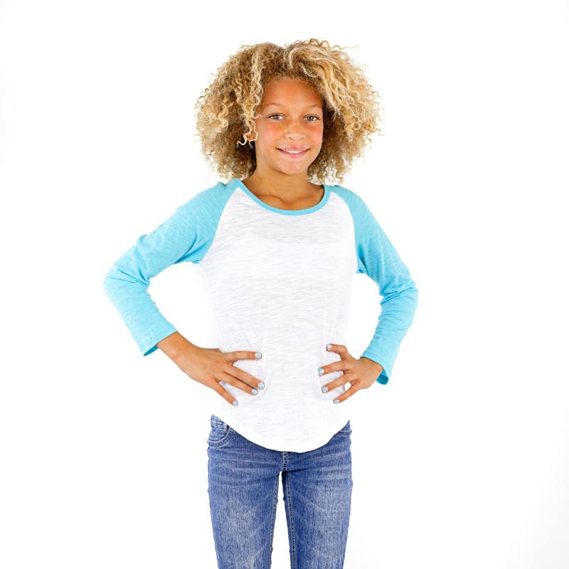 6054G GIRLS COTTON SLUB LONG SLEEVE RAGLAN