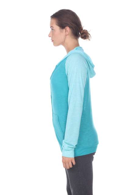 6153C Juniors 2-Tone Zip Front Pocket Hooded Jacket