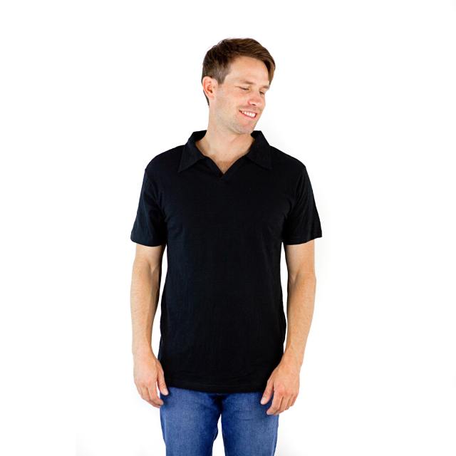 6551 Men's Non-Button Placket Cotton Slub Polo