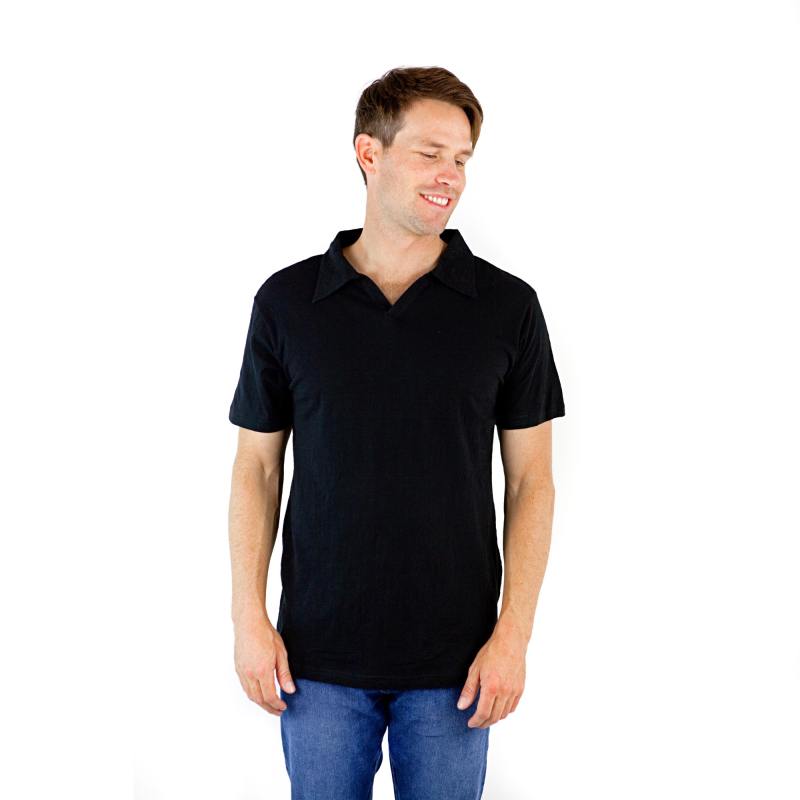 6551 Men's Non-Button Placket Cotton Slub Polo