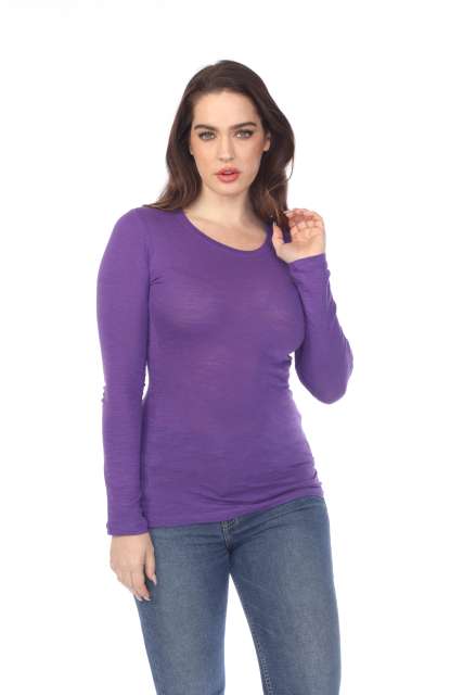 6150 Junior's Long Sleeve Cotton Slub Crewneck Tee