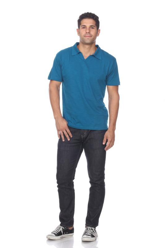 6551 Men's Non-Button Placket Cotton Slub Polo