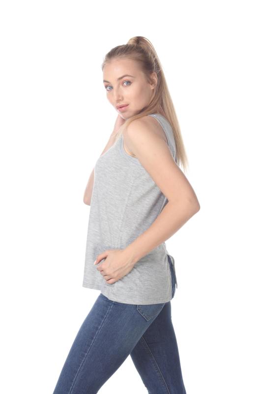 3311 Junior's Poly VIscose Tank Top with Slit Back