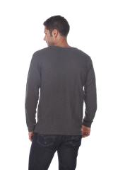 6562 Men's Long Sleeve Slub Jersey V-Cut Crewneck Tee