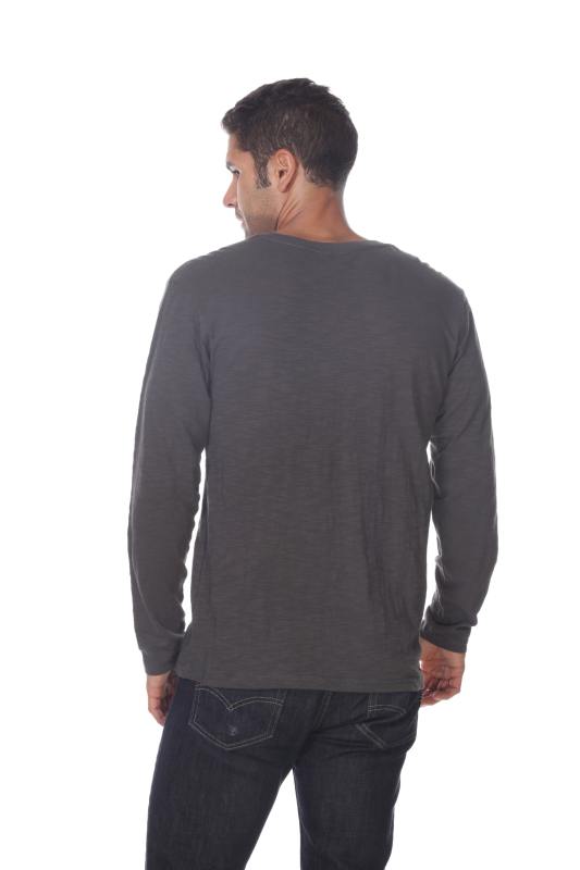 6562 Men's Long Sleeve Slub Jersey V-Cut Crewneck Tee