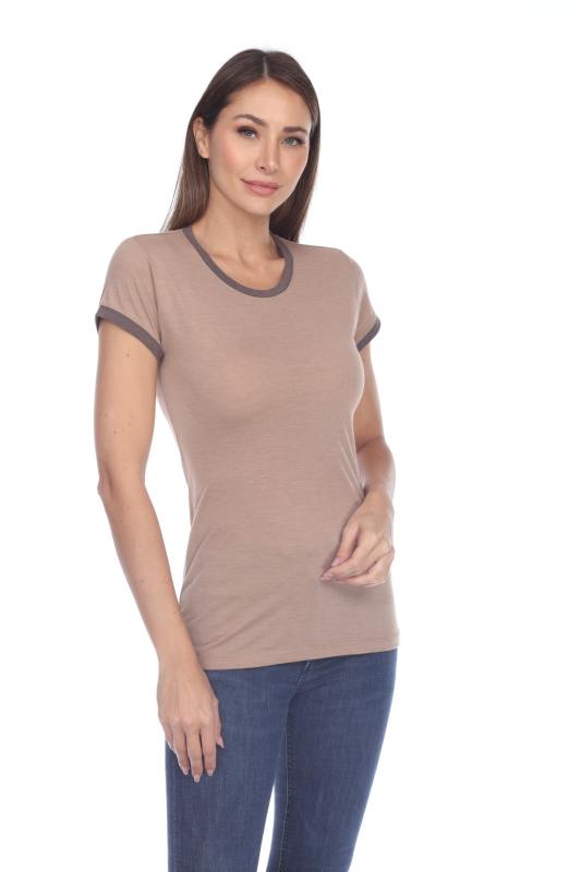 3001 Junior's Cap Sleeve CVC Blended Ringer Tee