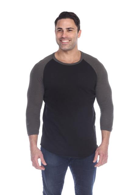6570 Men's 3/4 Sleeve Cotton Slub Crewneck Raglan