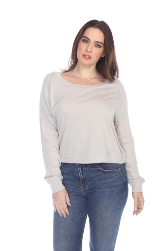 3904 Junior's Bamboo Blend Crop Long Sleeve Pullover
