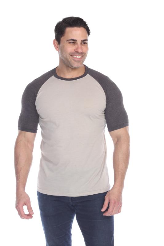 3601 Men's Short Sleeve CVC Blended Crew Neck Raglan