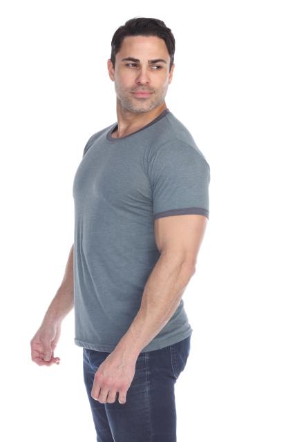 3602 Men's Short Sleeve CVC Blended Crew Neck Ringer Tee
