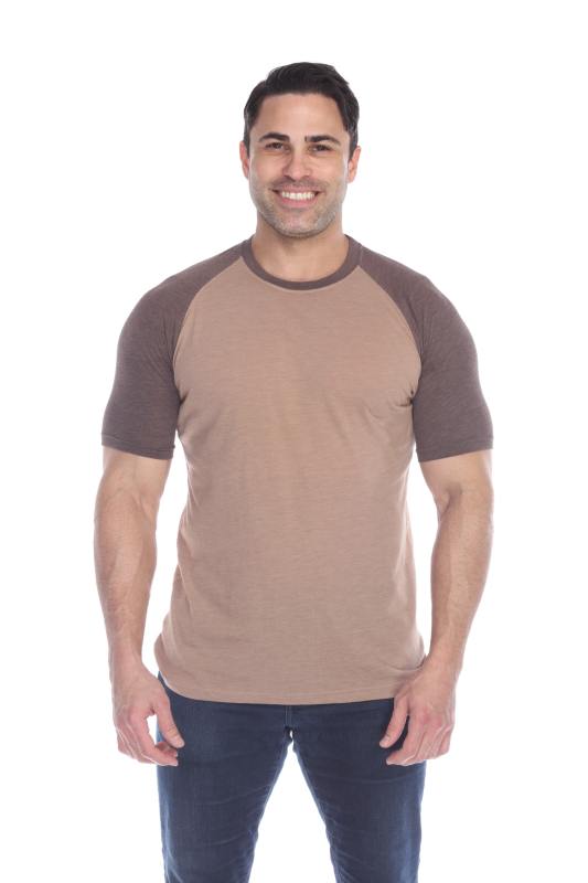 3601 Men's Short Sleeve CVC Blended Crew Neck Raglan