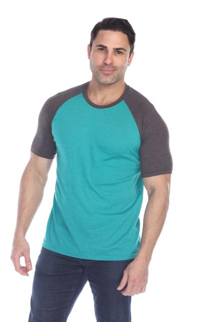 3601 Men's Short Sleeve CVC Blended Crew Neck Raglan
