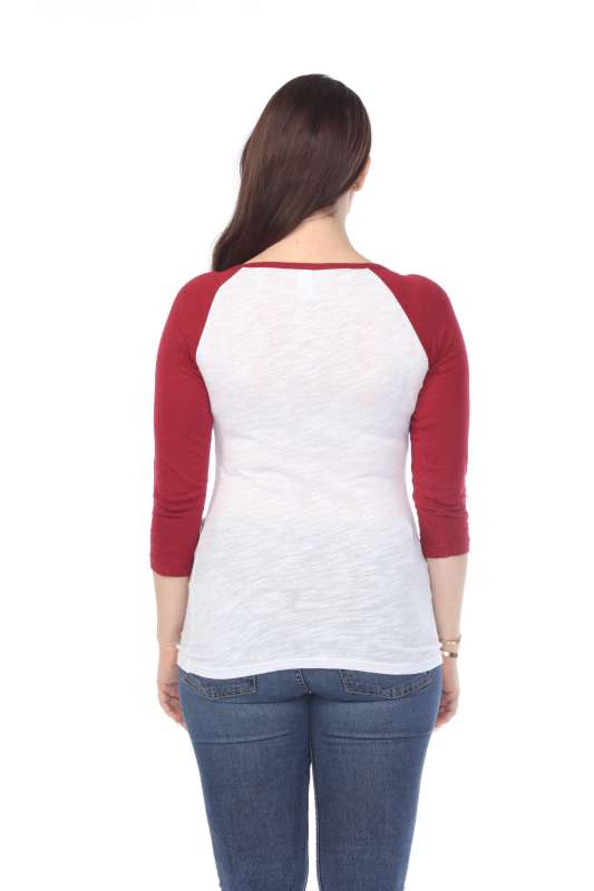 6054 Juniors Boat Neck 3/4 Sleeve Cotton Slub Raglan